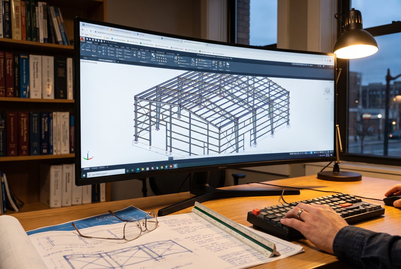 Progettazione 3D di una struttura in acciaio a schermo